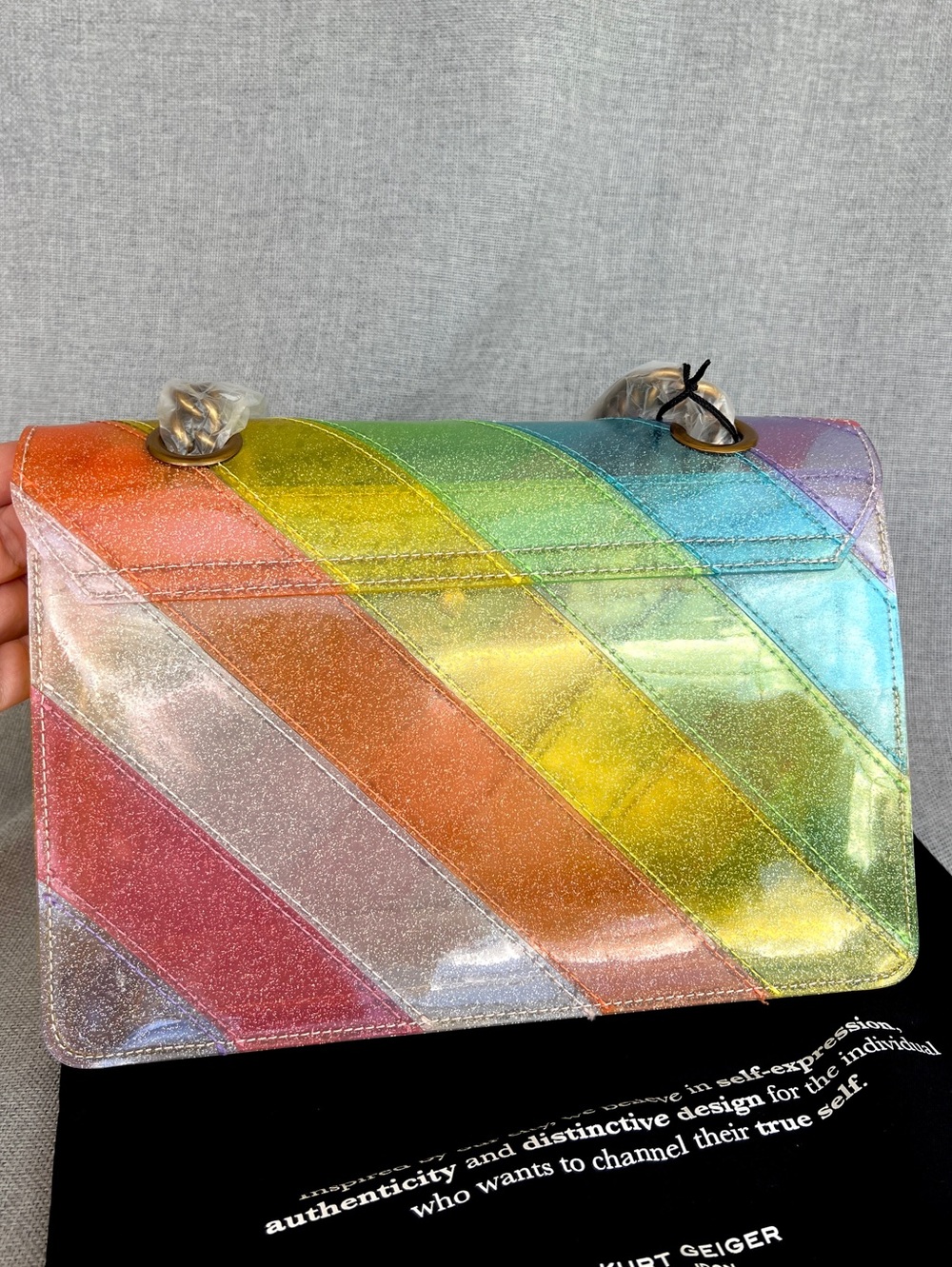 Kensington Vinyl CLEAR RAINBOW GLITTERED crossbody / shoulder bag - Picture 9 of 17